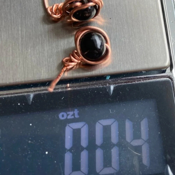 8mm copper wire wrap stud statement earrings/minimalist bohemian - Picture 4 of 7